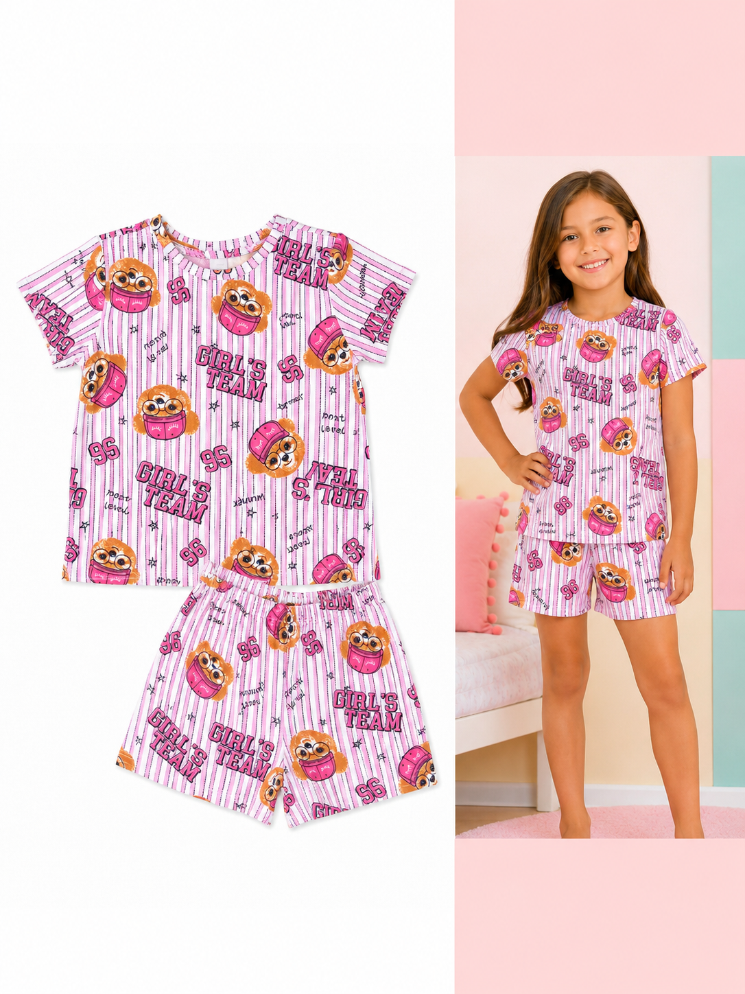 PC2321 PIJAMA OSITA VARSITY ROSA