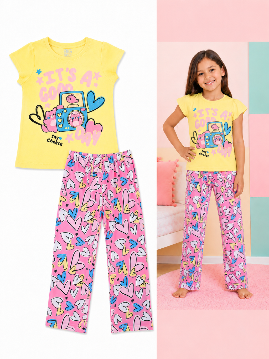 PL2515 PIJAMA CORAZONES AMARILLA