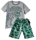 CONJUNTO  DINO LENTEJUELAS OVERSIZE GRIS JASPE/ BERMUDA ESTAMPADA