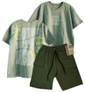 CONJUNTO CAMISETA  OVER SIZE VERDE MILITAR GOING WITH THE FLOW / BERMUDA VERDE MILITAR
