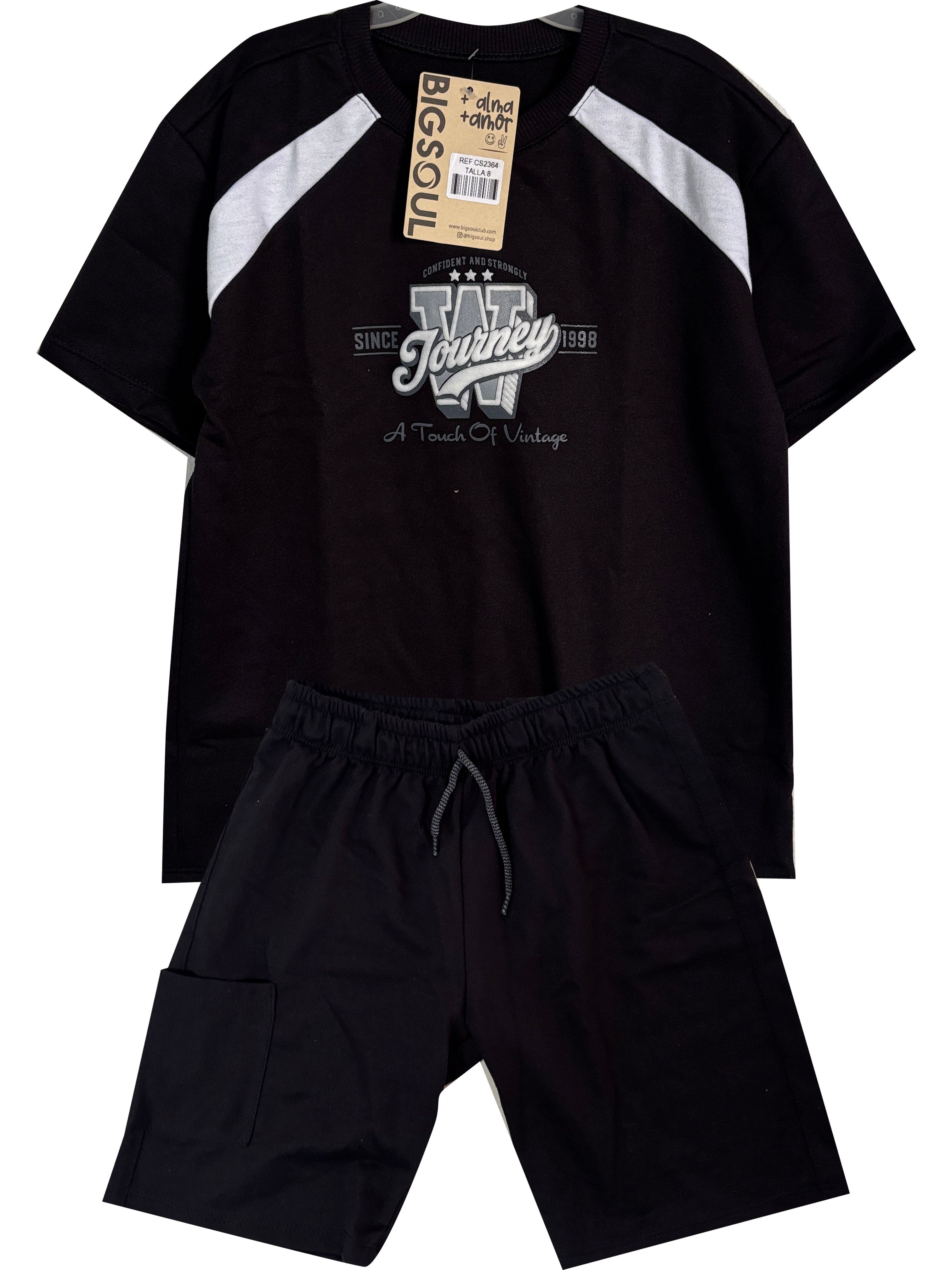 C2358 CONJUNTO UNICOLOR  CAMISETA  OVER SIZE / BERMUDA COLOR NEGRO