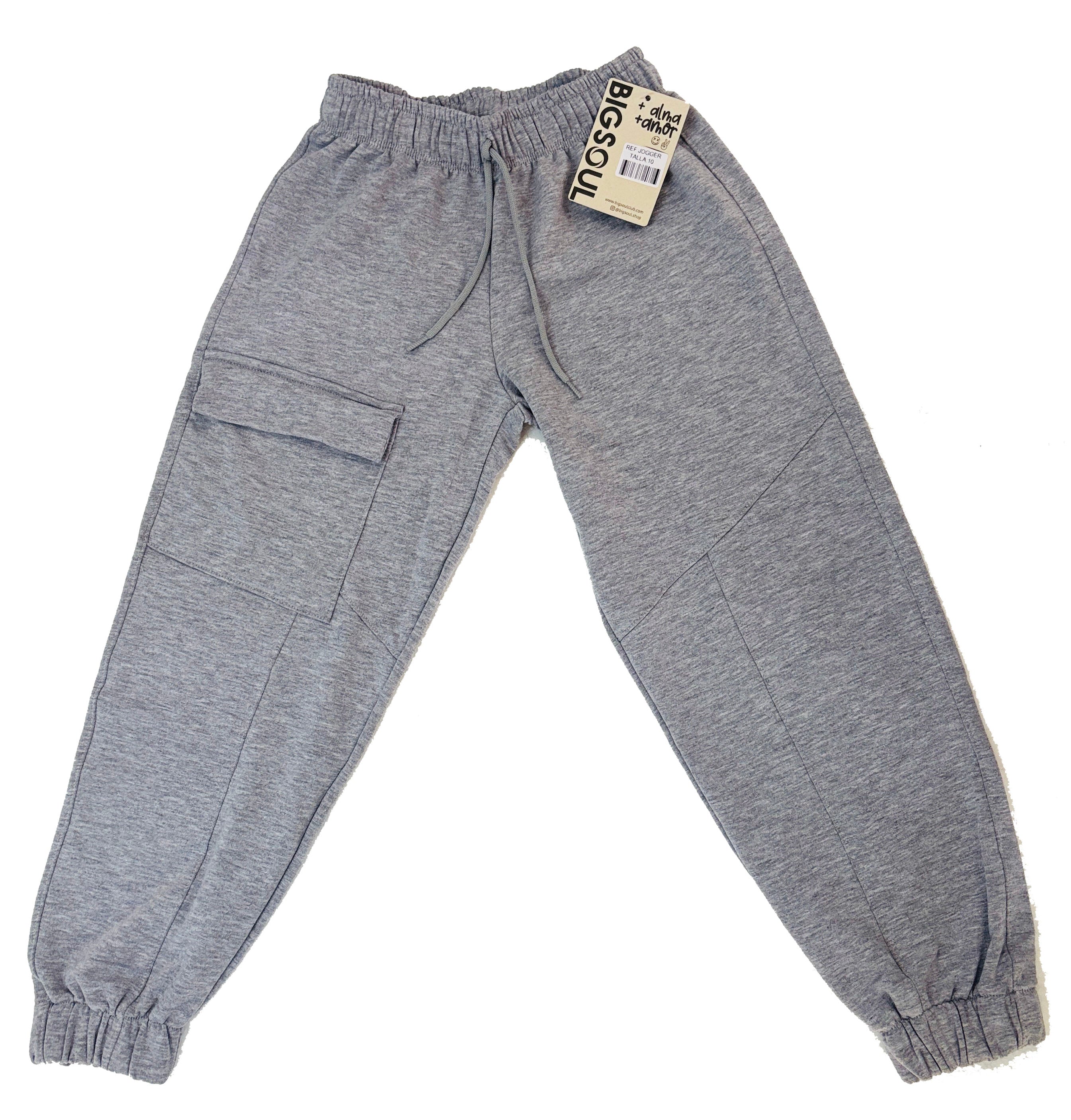 J1001 JOGGER  SILUETA AMPLIA BURDA ALGODON  GRIS  JASPE