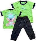CONJUNTO BEBE CAMISETA VD MANZANA INTENSO   BURDA LIVIANA /JOGGER NEGRO