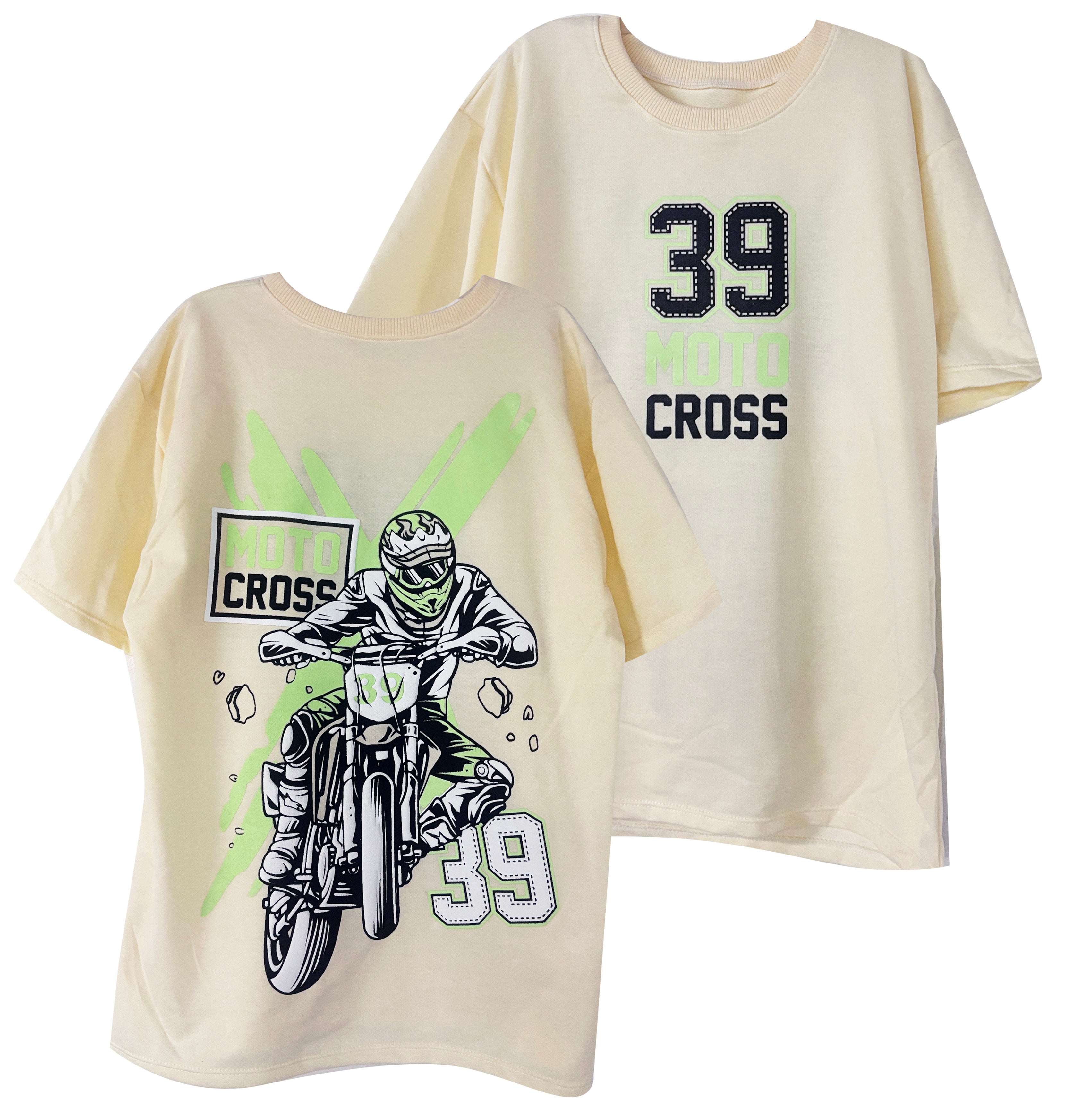 CAMISETA MOTO CROS OVER SIZE MARFIL
