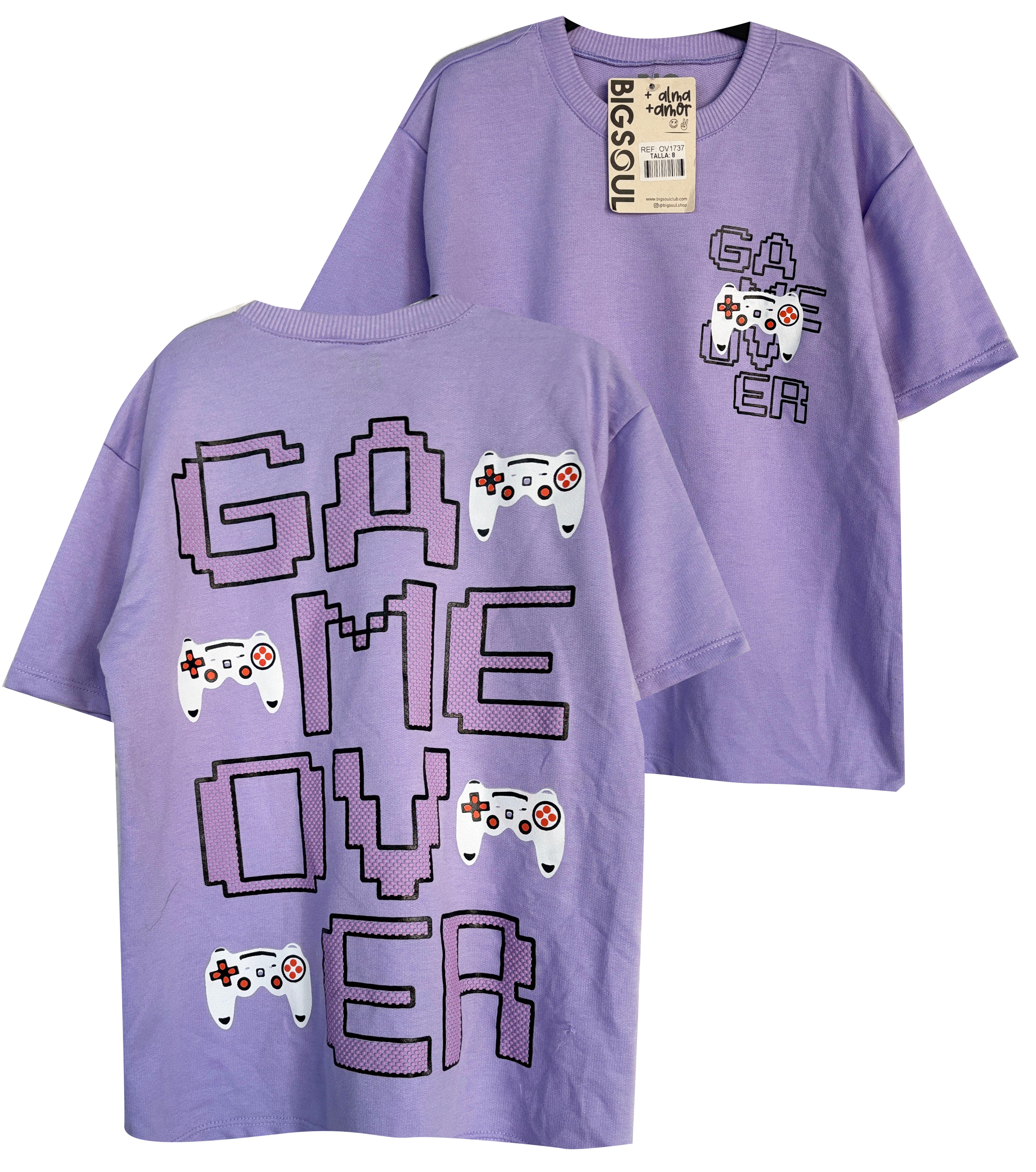 OV1737 CAMISETA OVER SIZE AZUL LILA GAMER