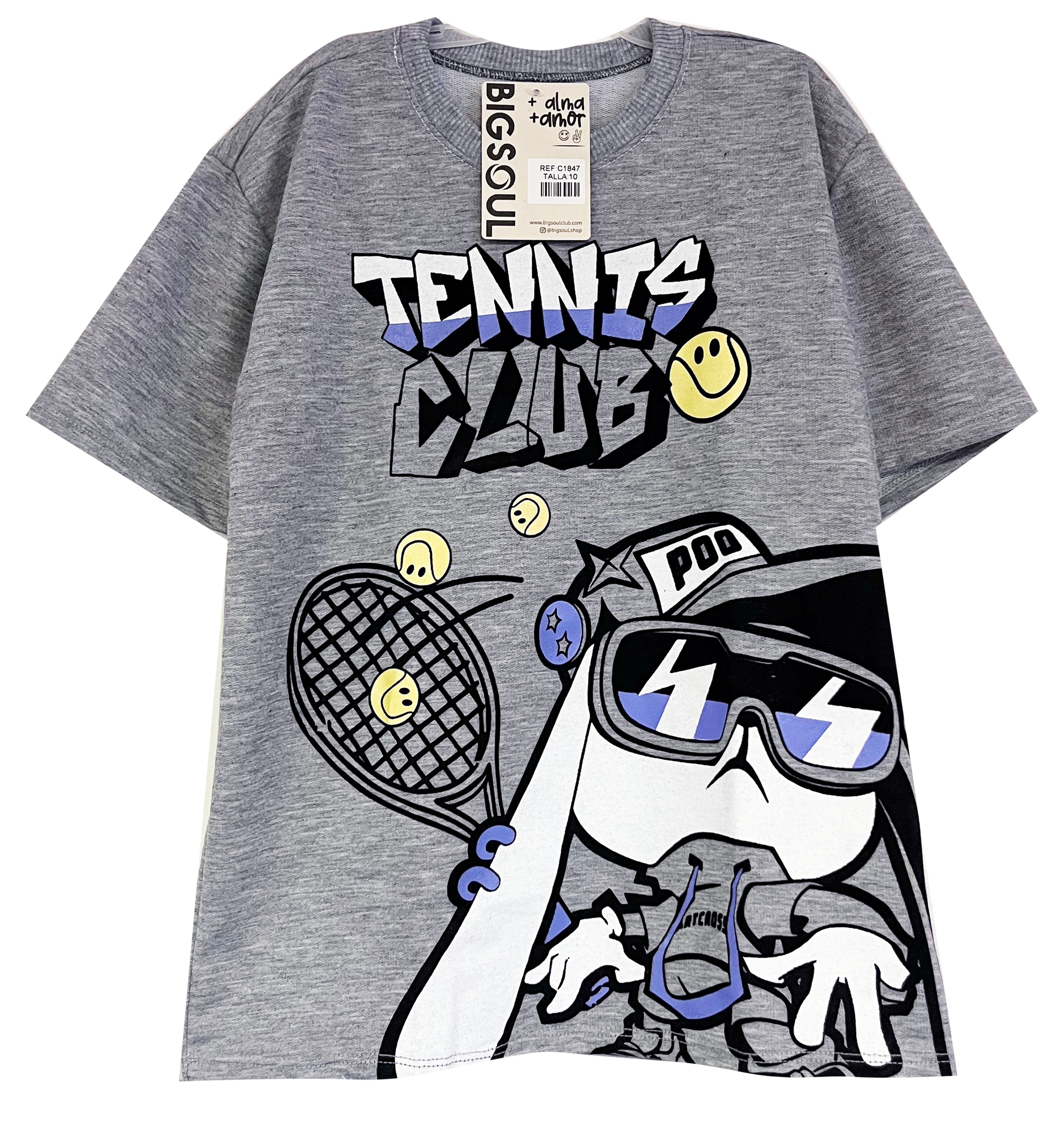 OV1847  OFERTA CAMISETA OVER SIZE GRIS JASPE