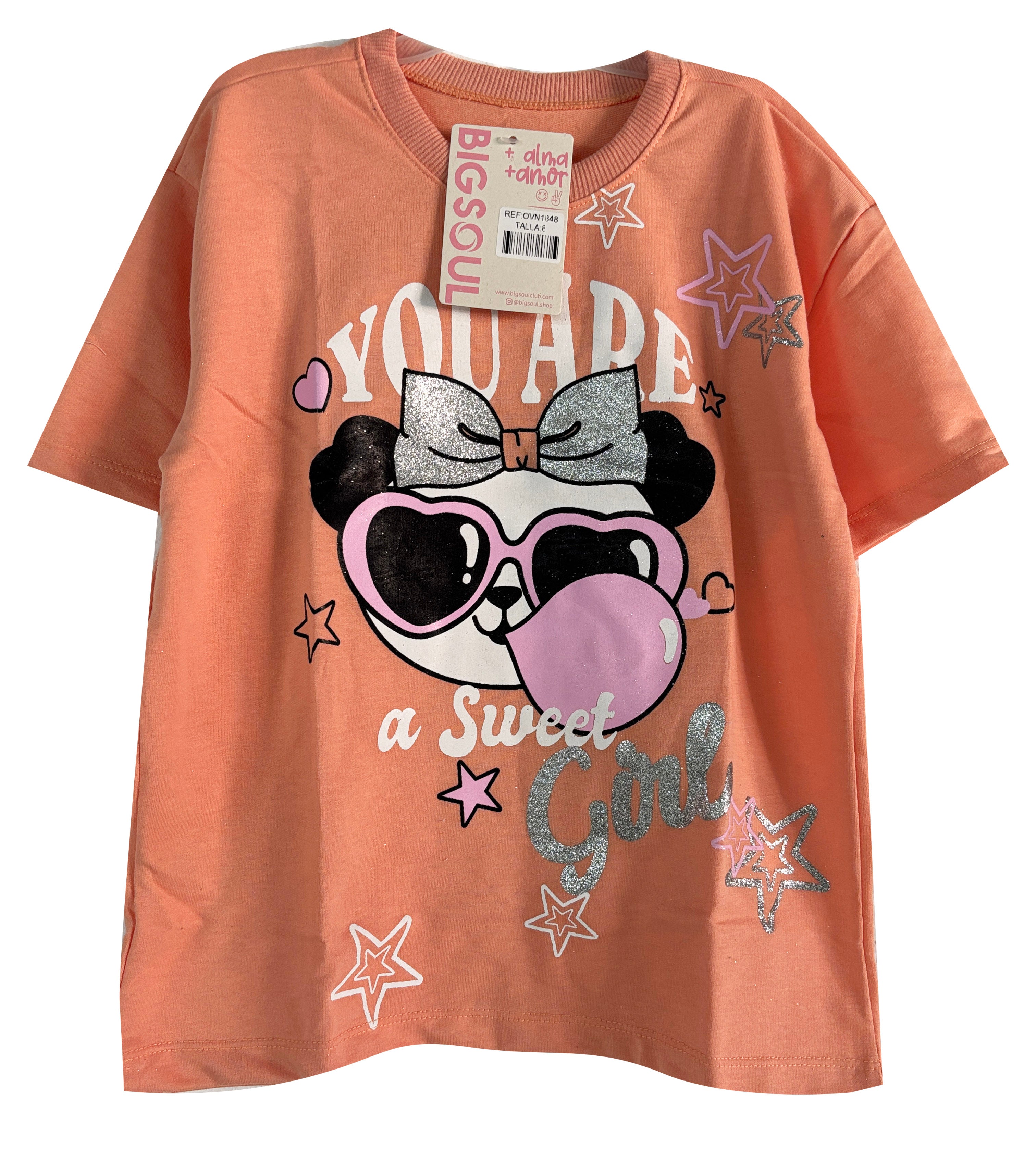 OVN1713 CAMISETA OVER SIZE NIÑA LILA