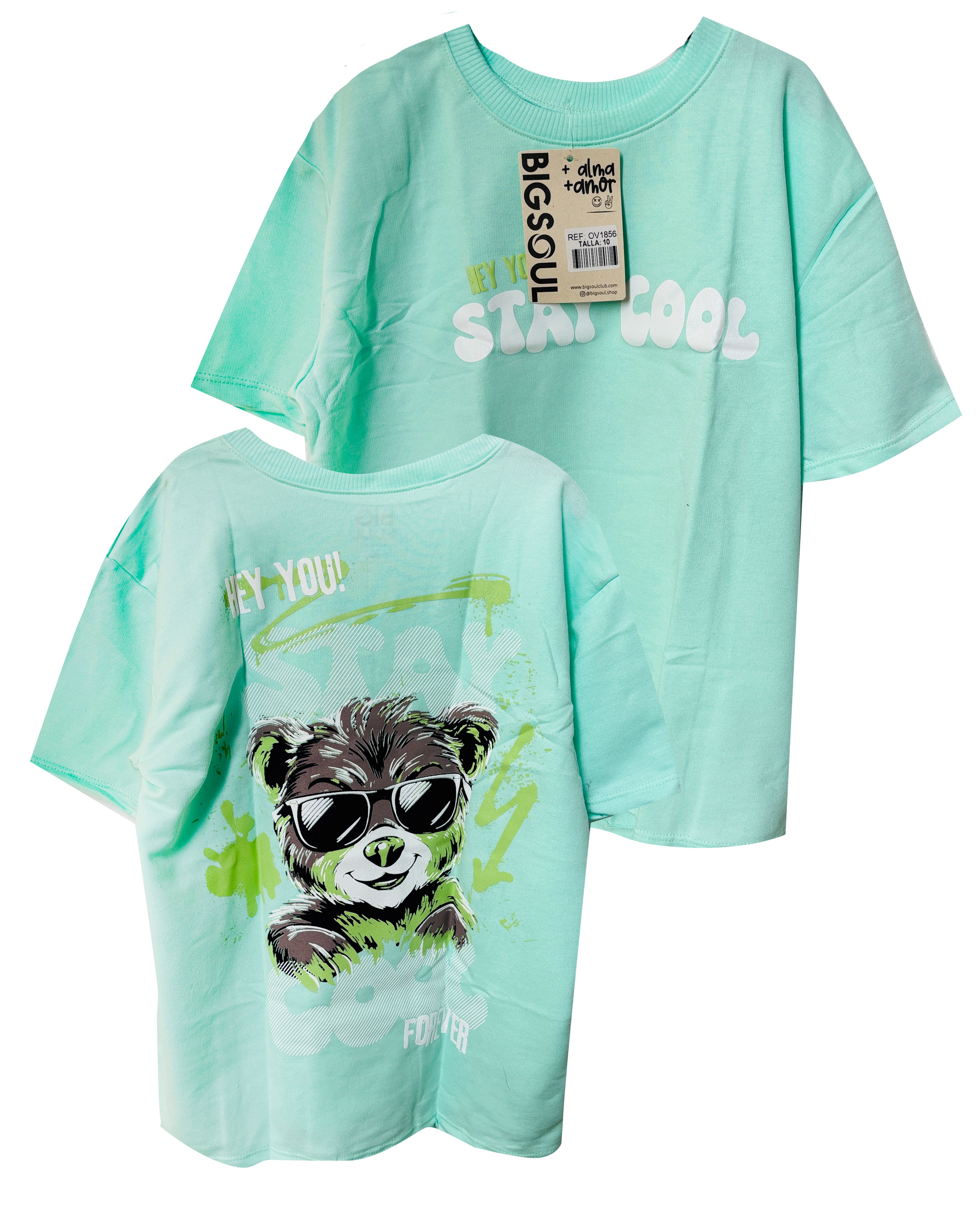 OV1856  CAMISETA OVER SIZE AGUAMARINA