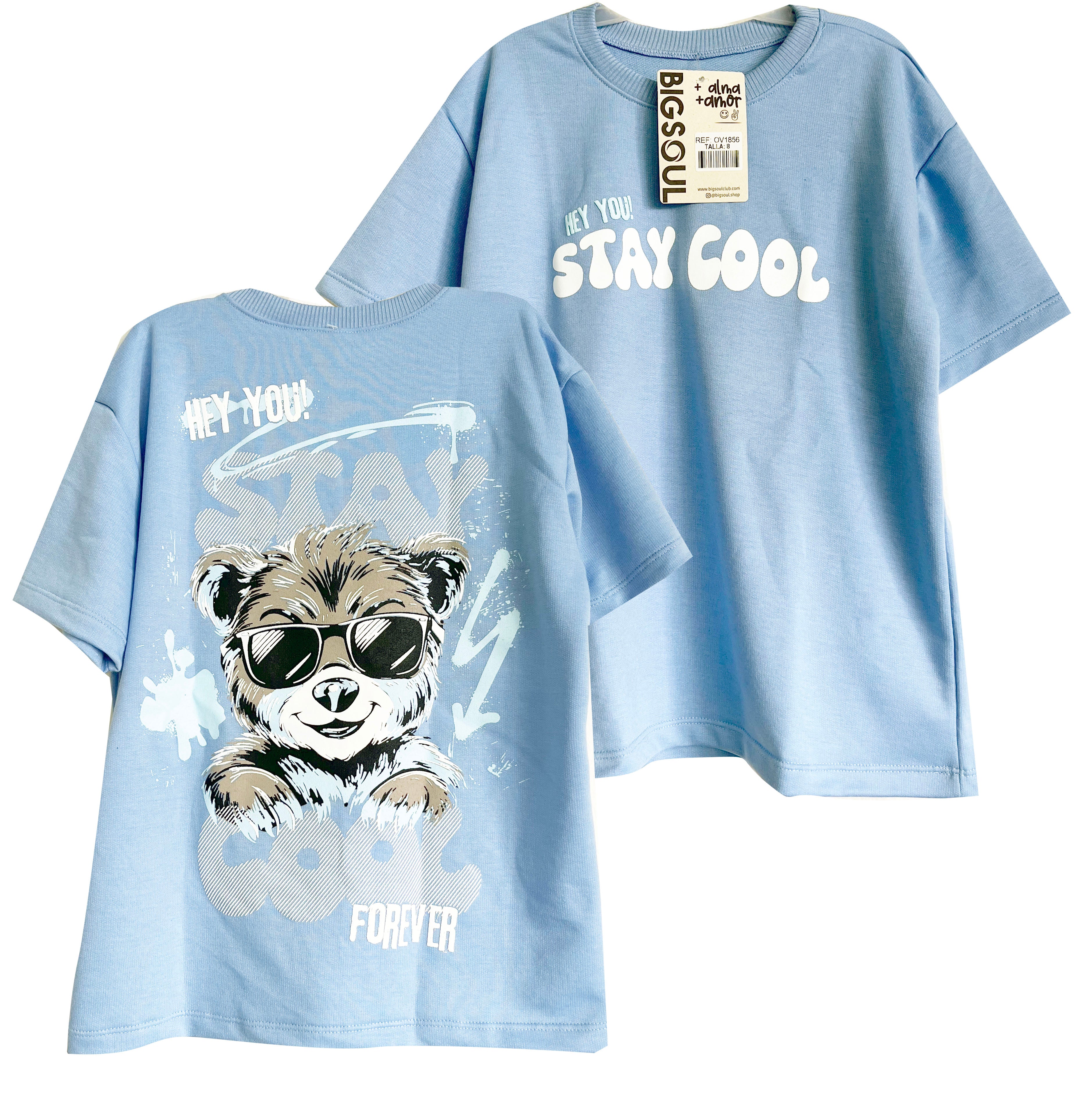 OV1856  CAMISETA OVER SIZE AZUL CIELO
