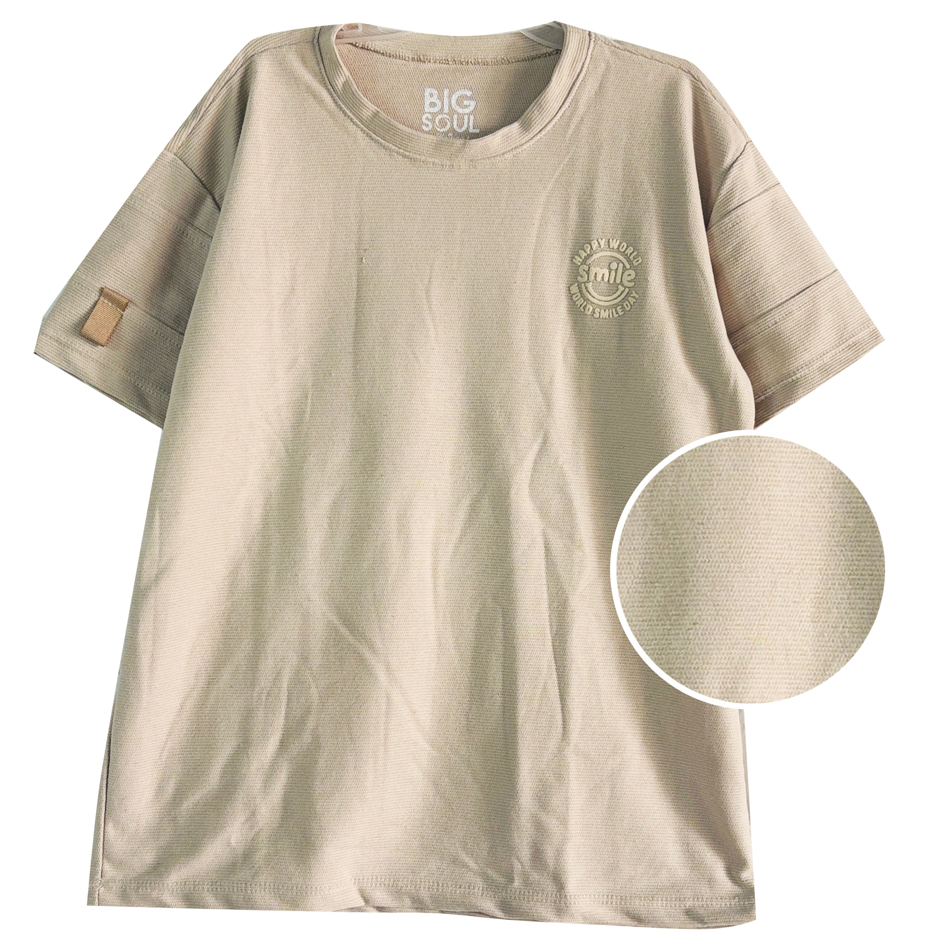 OV1922 CAMISETA OVER SIZE TELA TEXTURA COLOR KAKY