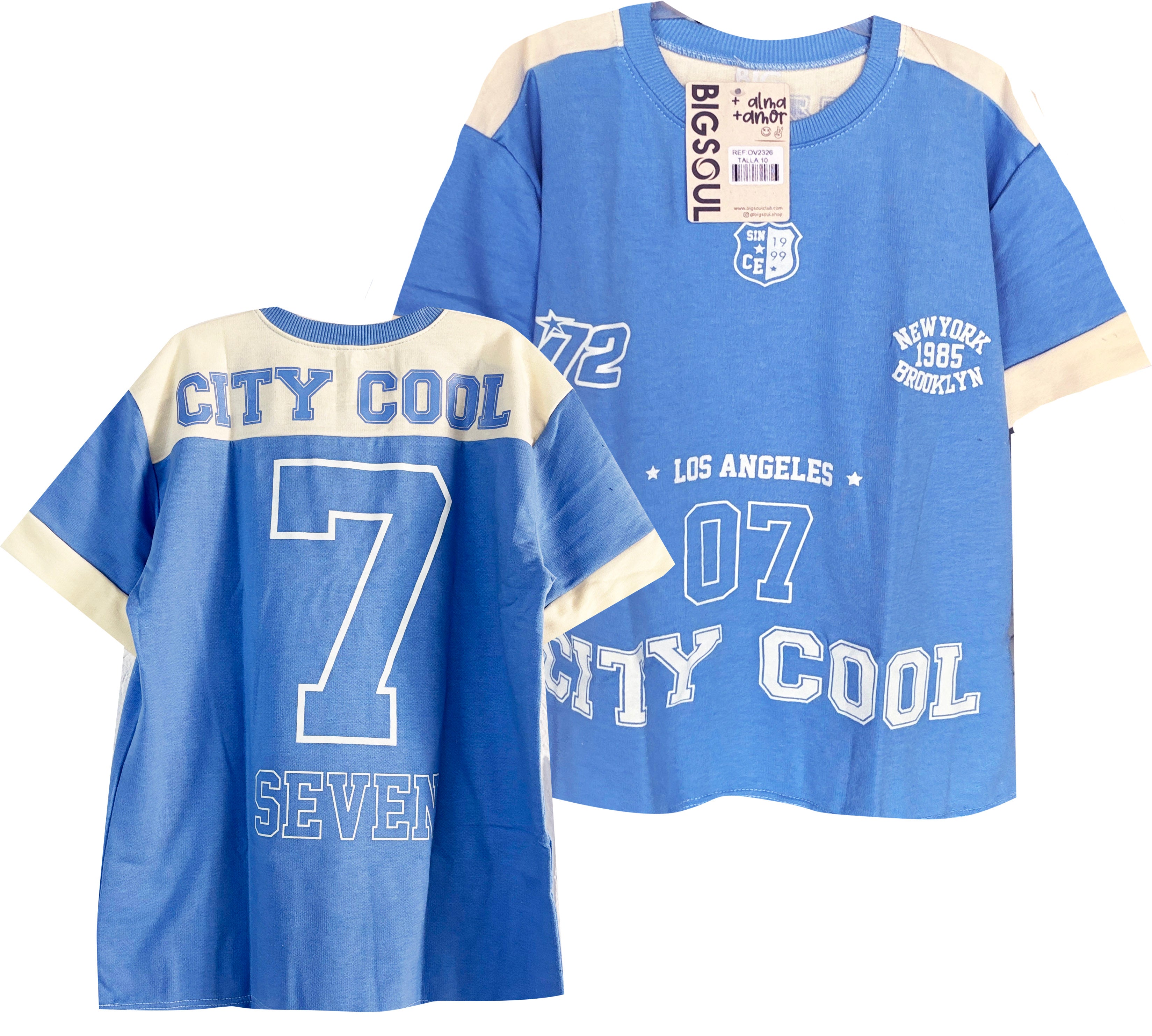 OV2326 CAMISETA CORTES SILUETA OVERS AZUL