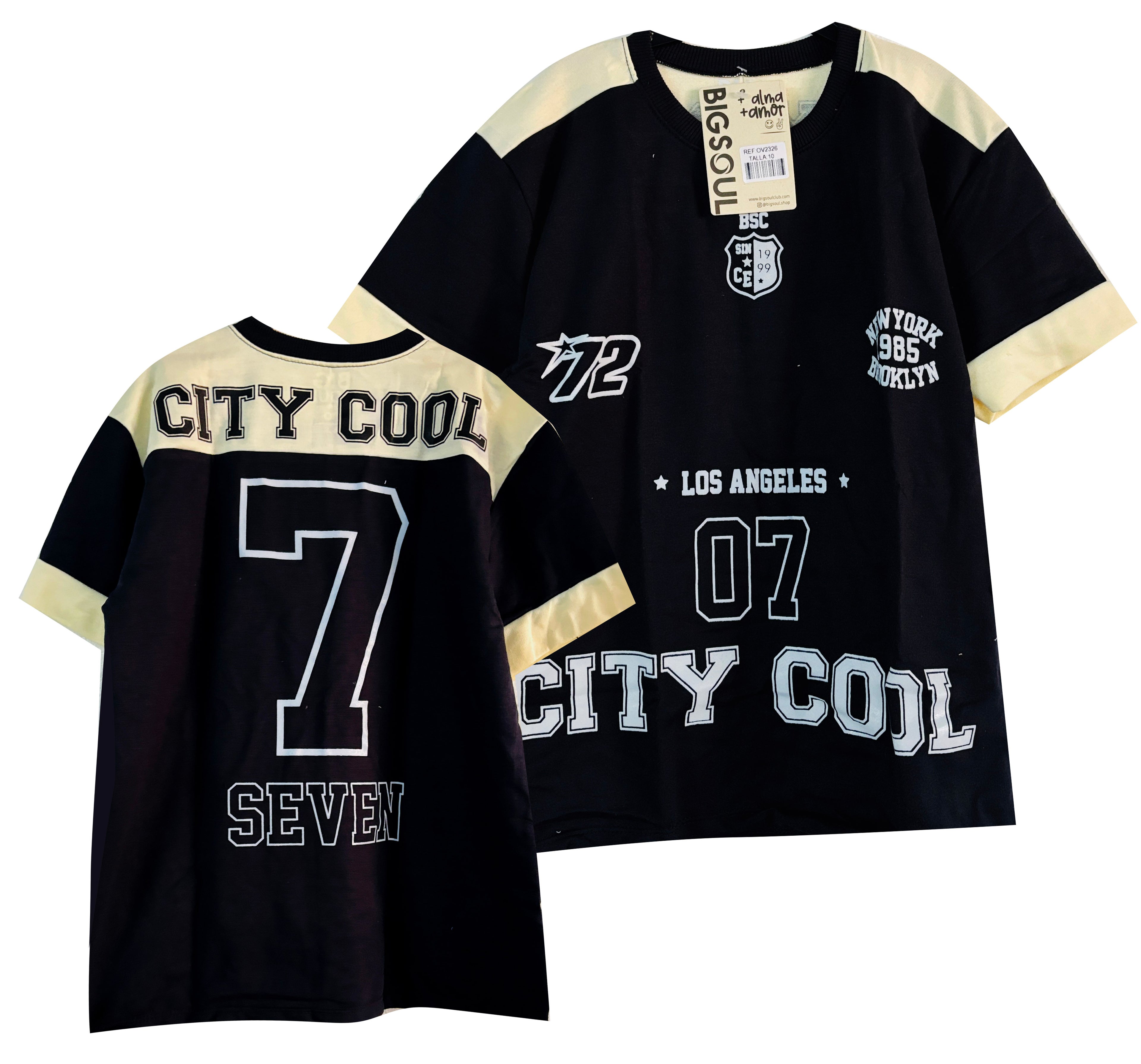 OV2326 CAMISETA CORTES SILUETA OVERS NEGRO