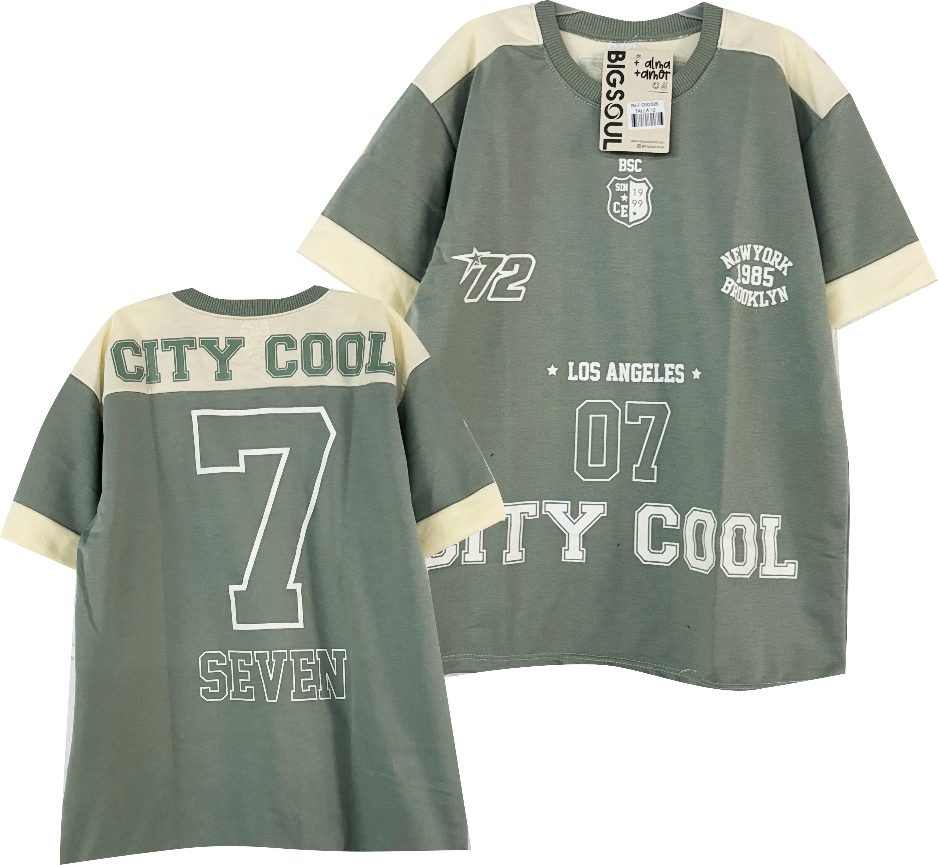 OV2326 CAMISETA CORTES SILUETA OVERS VERDE