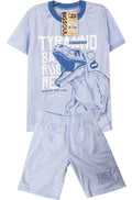 PC2901 PIJAMA T REX UNICOLOR /  SHORT COLOR AZUL CIELO FRANELA