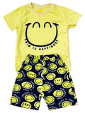 PIJAMA  BEBE CAMISETA AMARILLO/ SHORT ESTAMPADO CARITAS