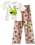 PIJAMA AGUCATES CAMISETA MARFIL / PANTALON DURAZNO ESTAMPADO
