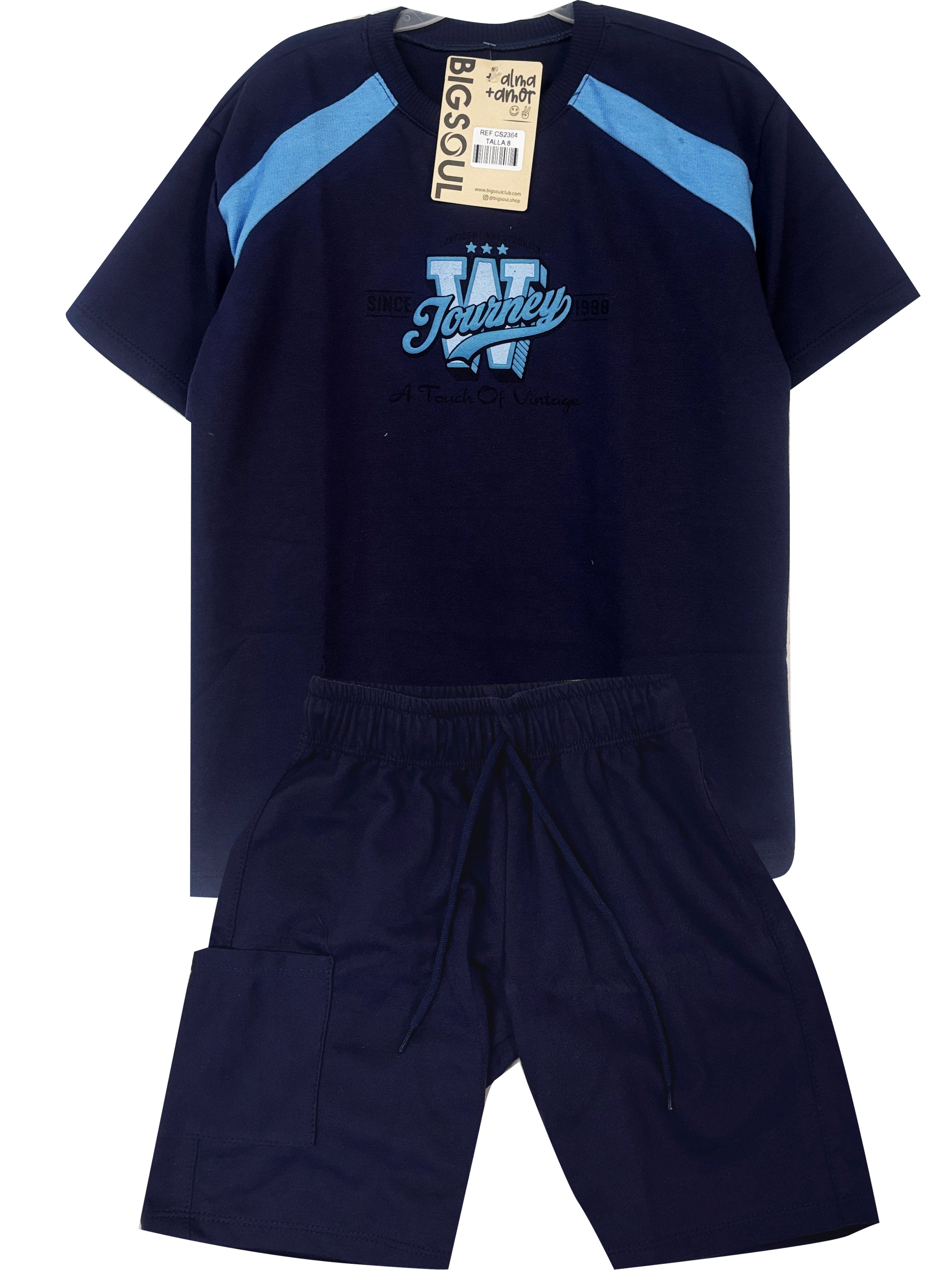 C2358 CONJUNTO UNICOLOR  CAMISETA  OVER SIZE / BERMUDA COLOR AZUL OSCURO