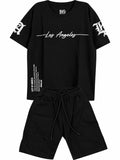 C2545 CONJUNTO  UNICOLOR  OVER SIZE NEGRO / BERMUDA NEGRO