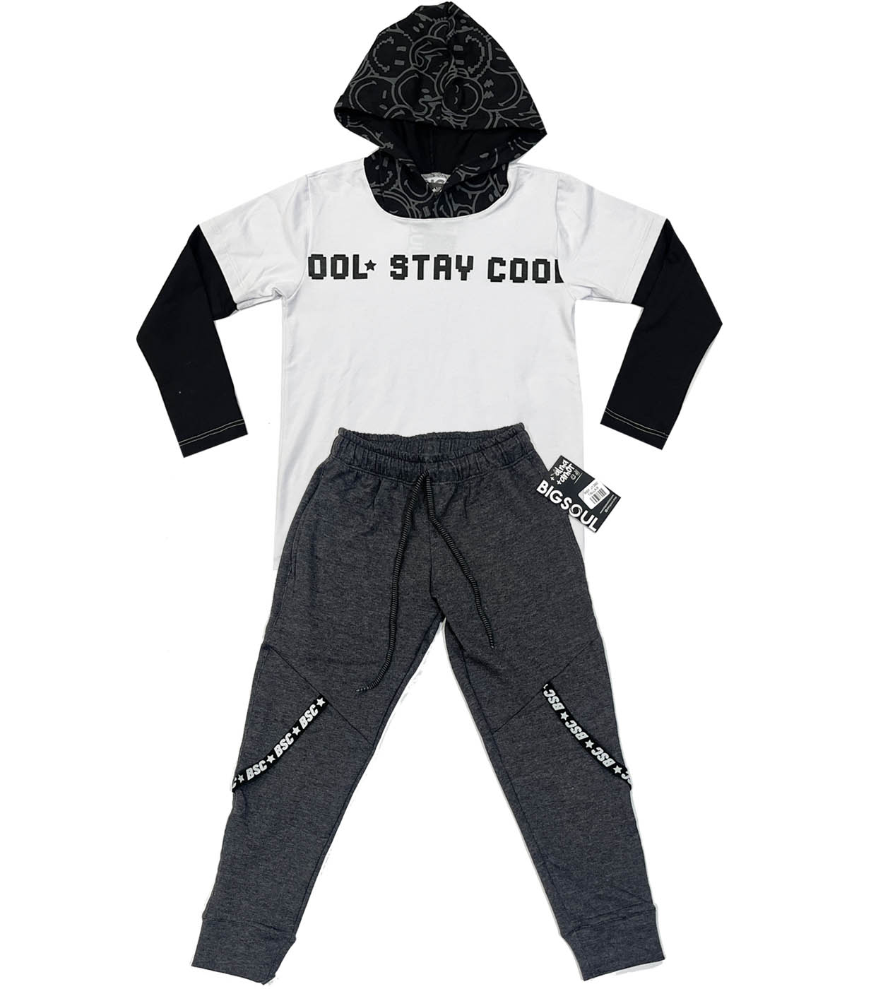 CONJUNTO CAMIBUSO DOBLE MANGA BLANCO + CAPUCHA  +JOGGER