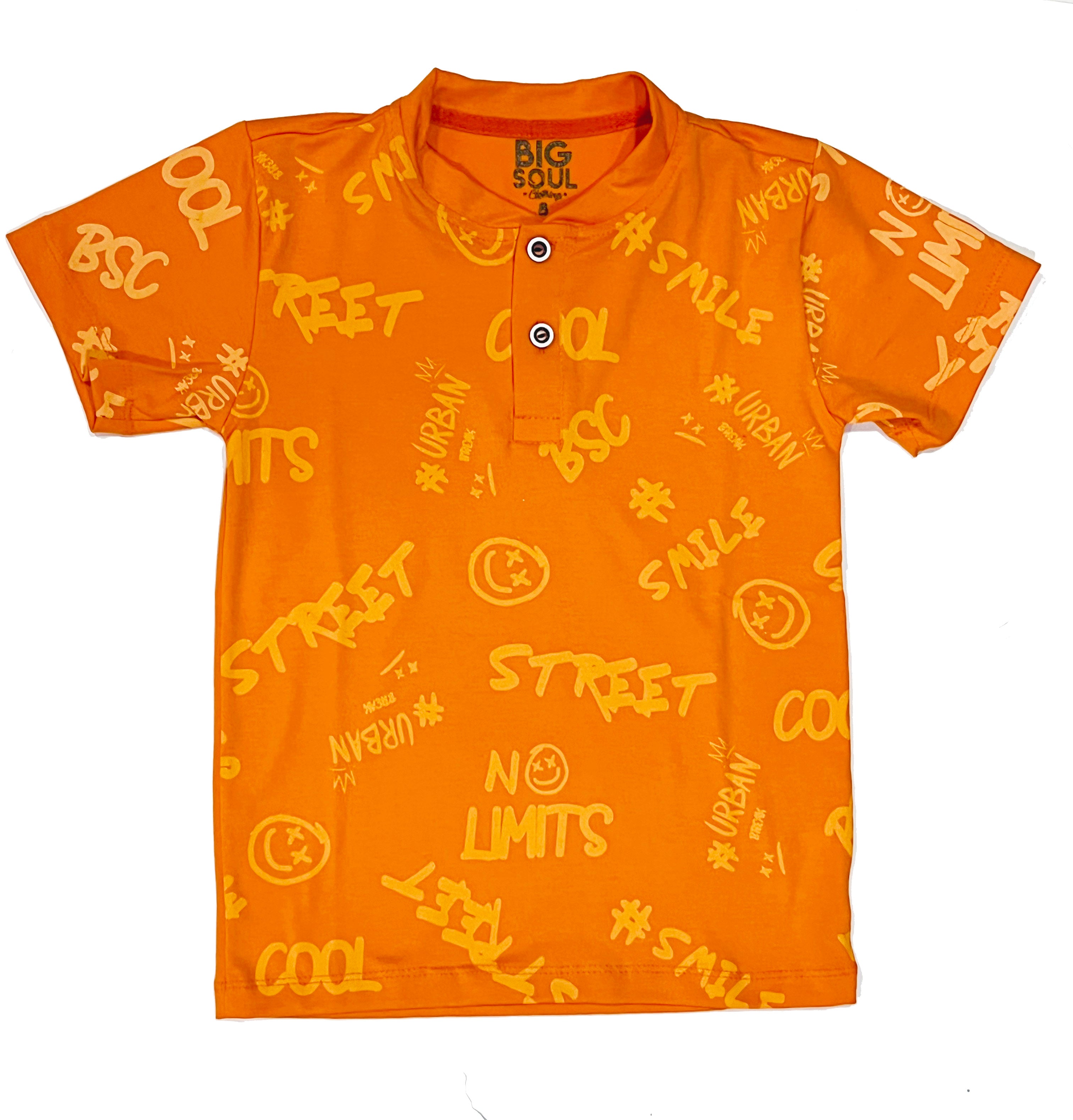 P1116 CAMISETA POLO NARANJA ESTAMPADA